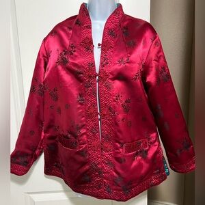 Autumn Winter Chinese Tradition woman’s satin silk double collar jacket